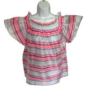 IRENE SAGI Woman Blouse Striped Off The Shoulders Satins Fabric oversized Size S